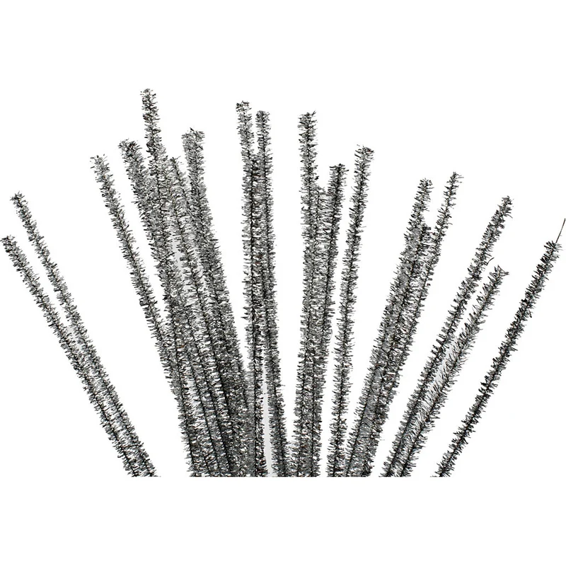 Pipe Cleaners, silver, L: 30 cm, thickness 6 mm, 24 pc/ 1 pack [HOB51635]