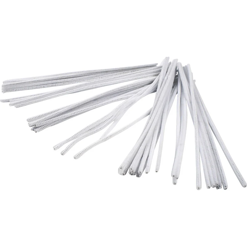 Pipe Cleaners, white, L: 30 cm, thickness 6 mm, 50 pc/ 1 pack [HOB51619]