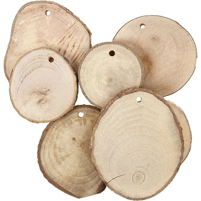 Wooden Discs, D: 4-7 cm, thickness 5 mm, 25pcs [HOB502290]