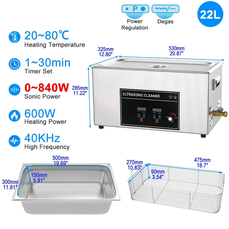 Ultrasonic Bath Cleaner 3–30L 220V – Dental & Industrial Washing Machine
