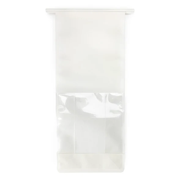 Blockbottenpåsar Vit med Tin-Tie Förslutning och Sidoveck 12,7x7,6x30,5cm (100 st) [TTGB3W]