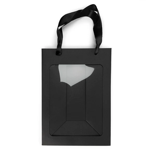 Presentpåsar Svart med Fönster 17,8x12,7x24,9cm (10 st) [GMBW2B]