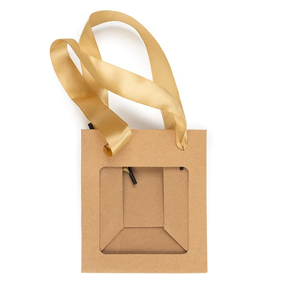 Presentpåsar Kraft med Fönster 10,2x7x11,4cm (10 st) [GMBW1K]