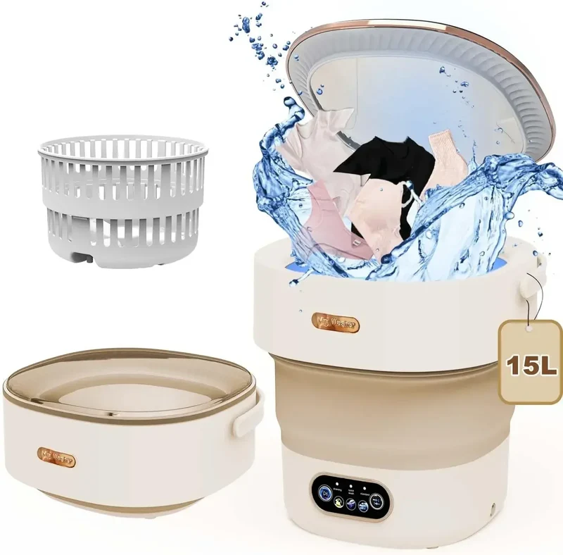 15L Foldable Portable Washing Machine with Spin Dryer – EU Plug