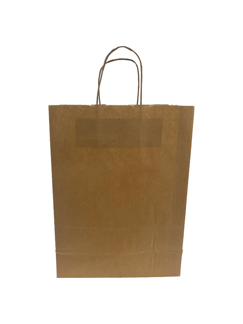 Papperskassar Brun 26x12x35cm Kraft Papper 90 gram med tvinnade handtag (50 st) [PAMB2635]