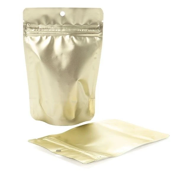 Stå upp påsar Guld 13x7,9x20,6cm med häng hål | 113 gram (100 st) [ZBGM3MG]