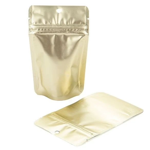 Stå upp påsar Matt Guld 7,9x5,1x13cm med häng hål | 28 gram (100 st) [ZBGM1MG]