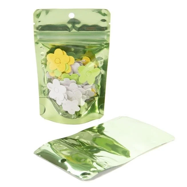 Stå upp påsar Transparent/Grön 10,2x6x15,2cm | 57 gram (100 st) [ZBGB2GR]
