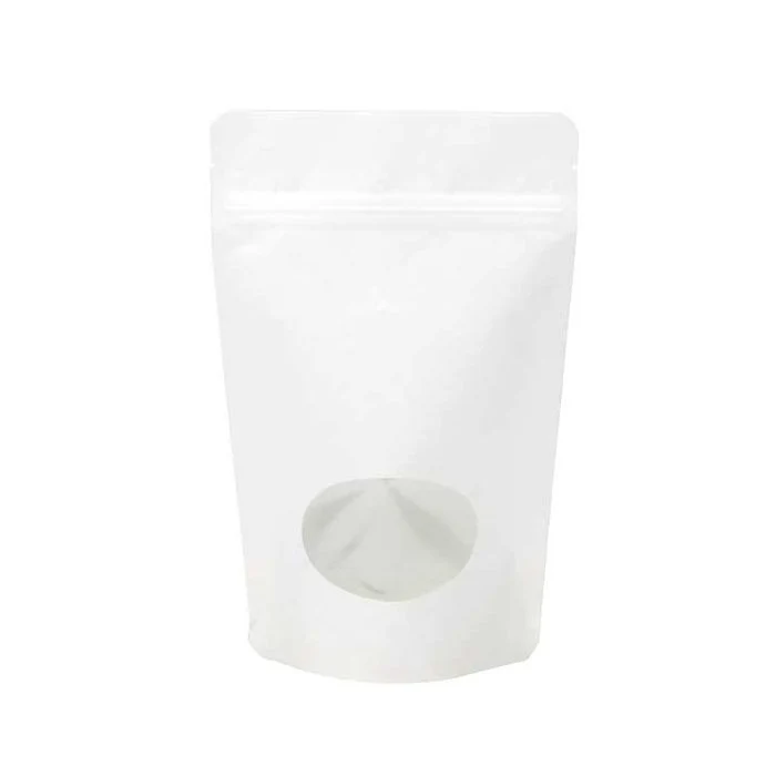 Stå upp påsar Kraft Vit med oval Fönster 13x8x20,5cm (100 st) [ZBGO3WK]