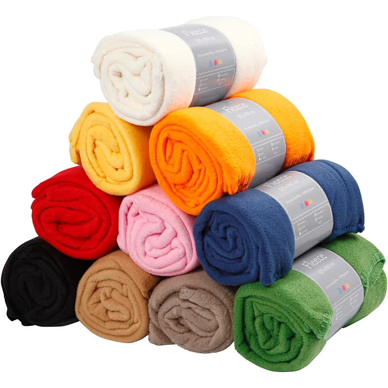 Fleece, L: 125 cm, B: 150 cm, mixade färger, 10 st./ 1 förp. [HOB-99675]