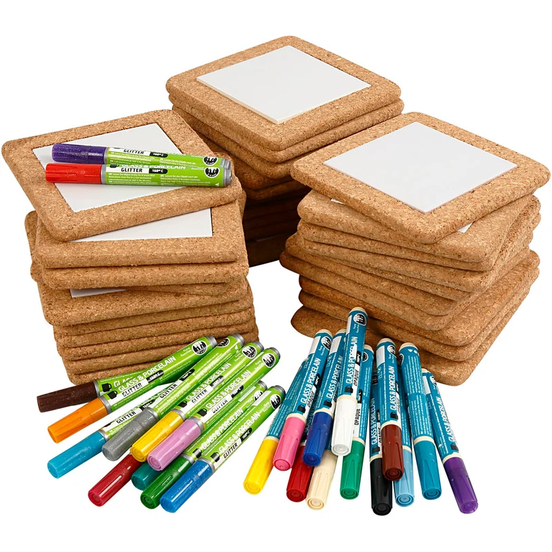 Grupp DIY Kit Måla grytunderlägg, stl. 15,5x15,5 cm, mixade färger, 1 set [HOB-99463]
