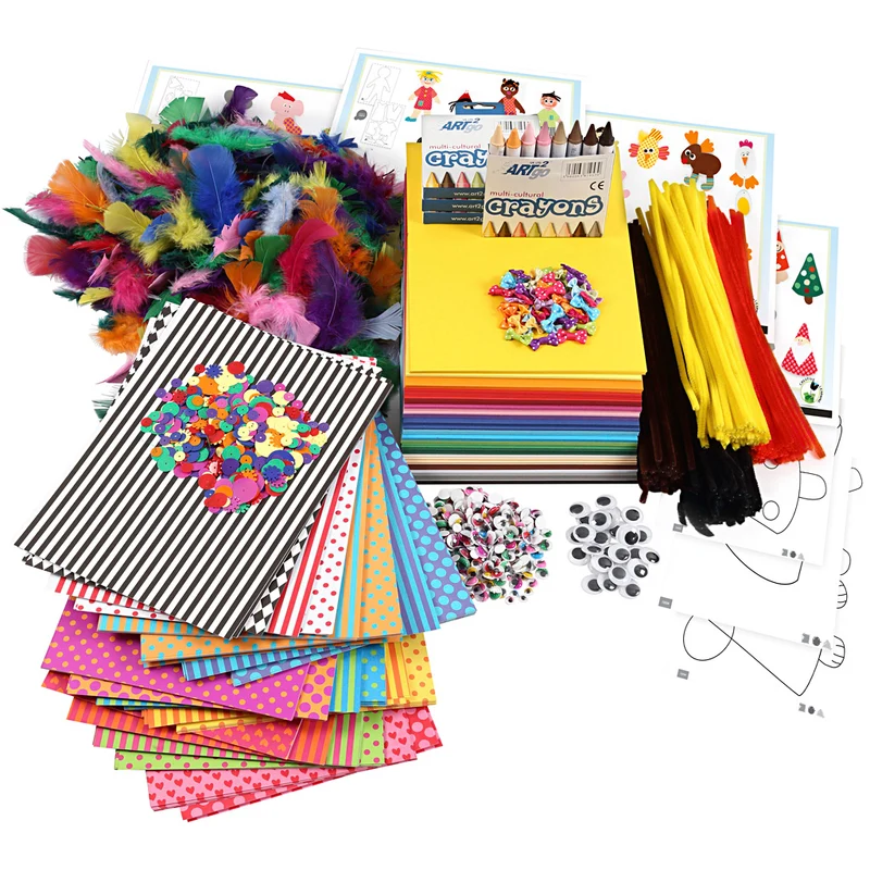 Stor förpackning med kreativt material och schabloner, mixade färger, 1 set [HOB-97423]