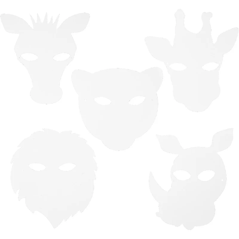 Djungelmasker, H: 22,5-25 cm, B: 20,5-22,5 cm, 230 g, vit, 16 st./ 1 förp. [HOB-95213]