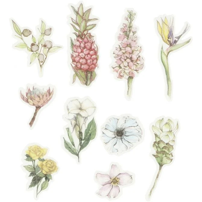 Masking tape stickers, flowers, size 25-60 mm, 30 pc/ 1 pack [HOB24751]