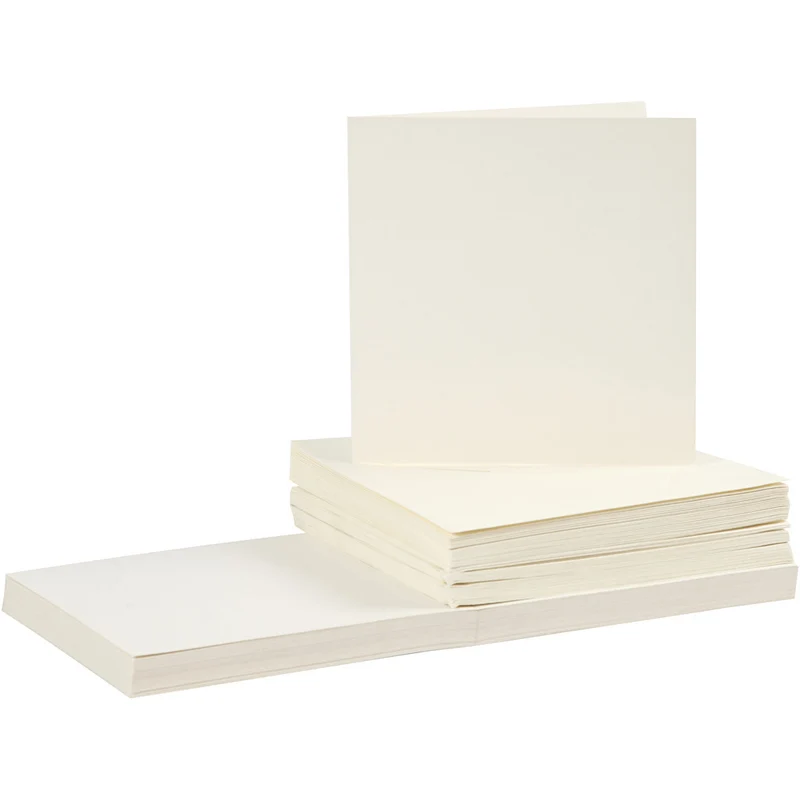 Cards and Envelopes, card size 15x15 cm, envelope size 16x16 cm, off-white, 50sets [HOB23119]