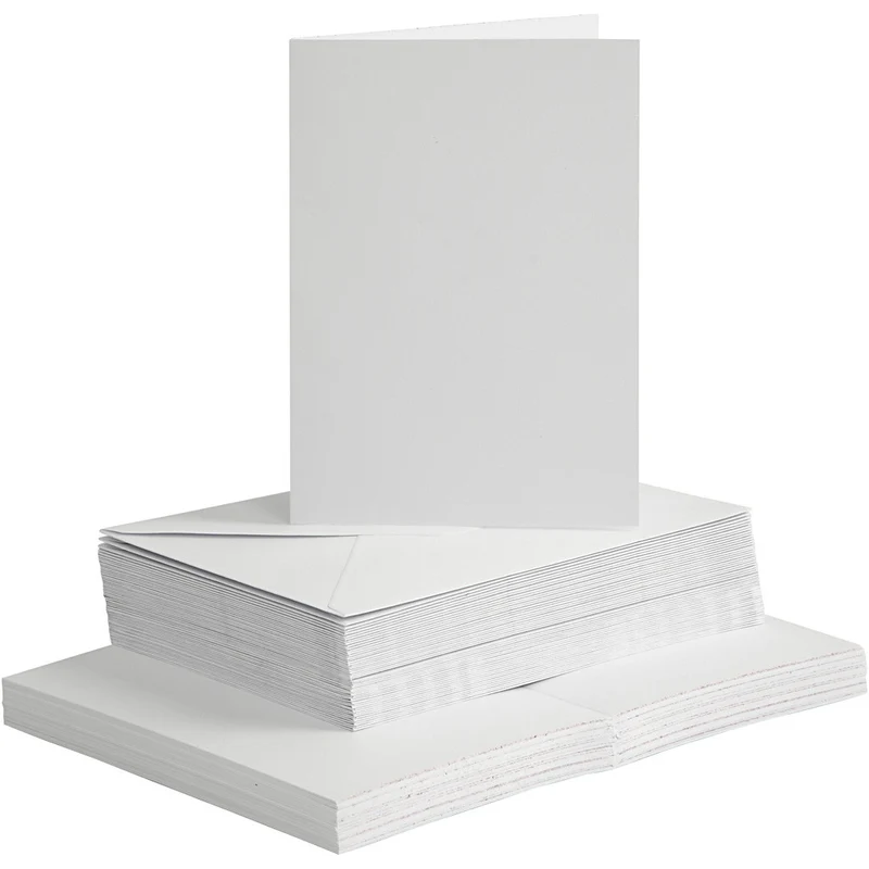 Cards and Envelopes, card size 10.5x15 cm, envelope size 11.5x16.5 cm, white, 50sets [HOB23111]