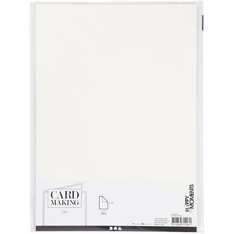 Card, off-white, A4, 210x297 mm, 220 g, 10 pc/ 1 pack [HOB219022]