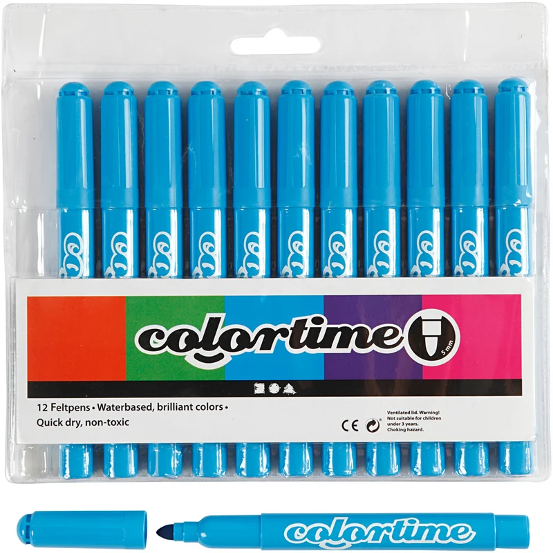 Colortime-pennor, spets 5 mm, ljusblå, 12 st./ 1 förp. [HOB-37334]