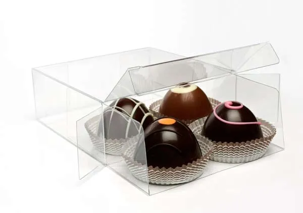 Plastic Gift Boxes for "chocolate" Truffels 10.8x4.1x10.8cm with Insert (100 pieces) [CNDY194]
