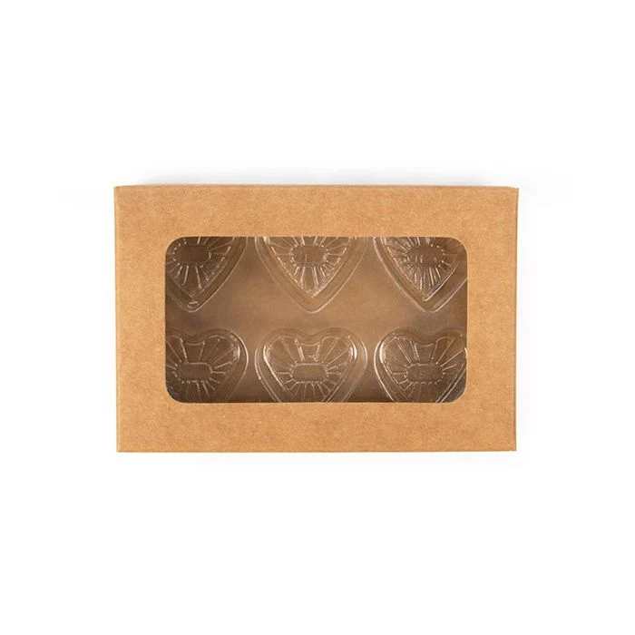 Kraft Artisan Candy Box Set, Heart Insert 7x2.1x10.3 cm (25 pieces) [CNDYH275]