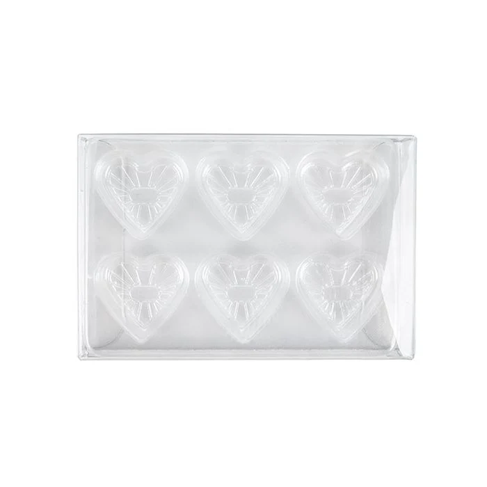 Clear Artisan Candy Box Set, Heart Insert 7x2.1x10.3 cm (25 pieces) [CNDYH274]