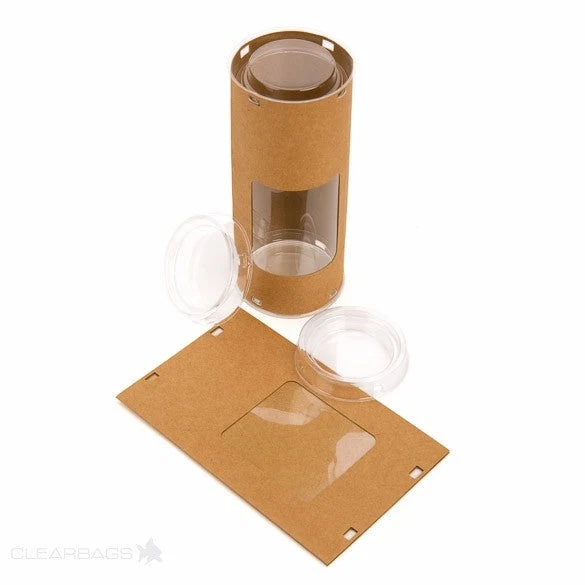 Kraft Gift Boxes round 6.4x6.4x15.4cm with Window (25 pieces) [KTRWS26]