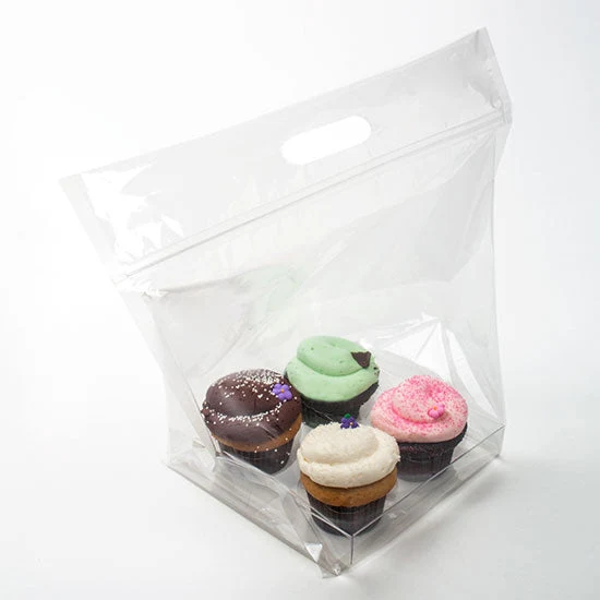 Plastkasse för 2 Cupcakes 27,9x10,3x15,2cm med Zip Stängning (100 st) [CZHB3]