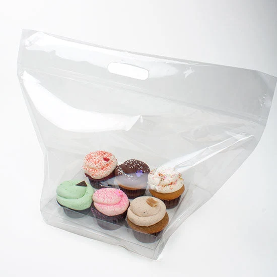 Plastkasse för 6 Cupcakes 45,6x22,9x30,8cm med Zip Stängning (100 st) [CZHB1]