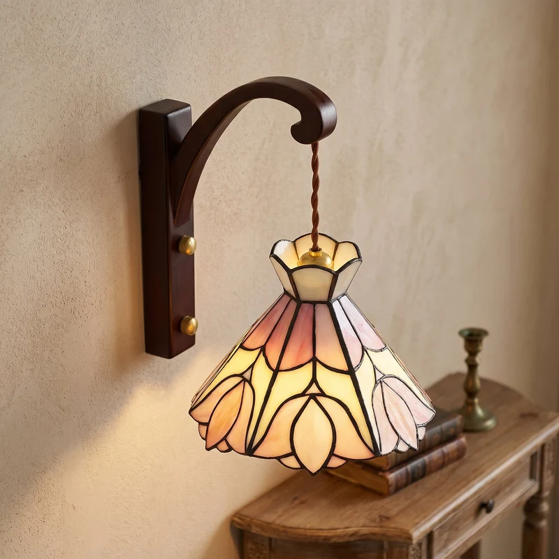 Floral Stained Glass Wall Lamp