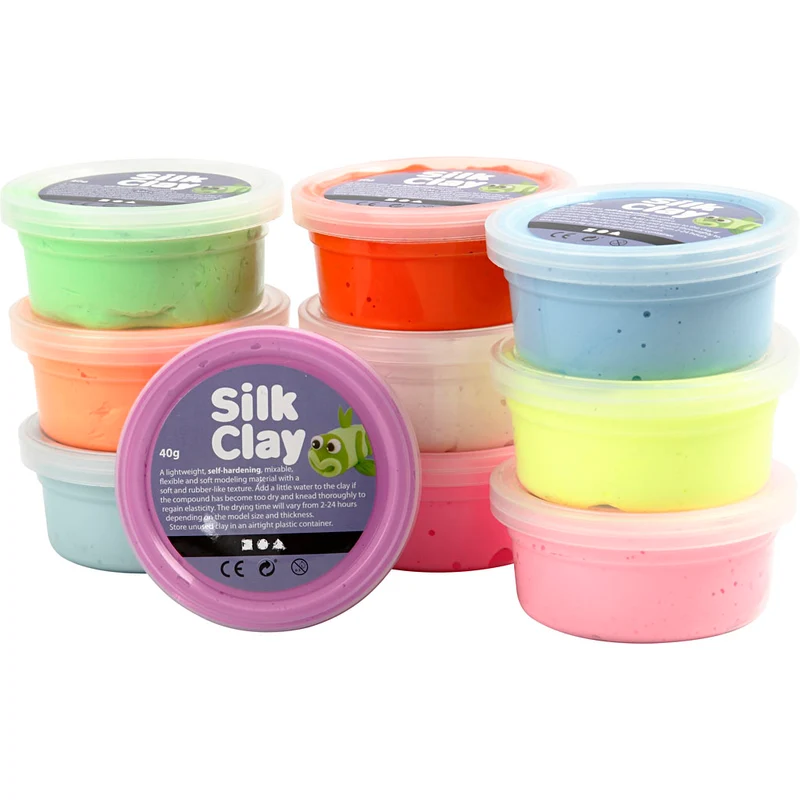 Silk Clay®, Basic 2, mixade färger, 10x40 g/ 1 förp. [HOB-79146]