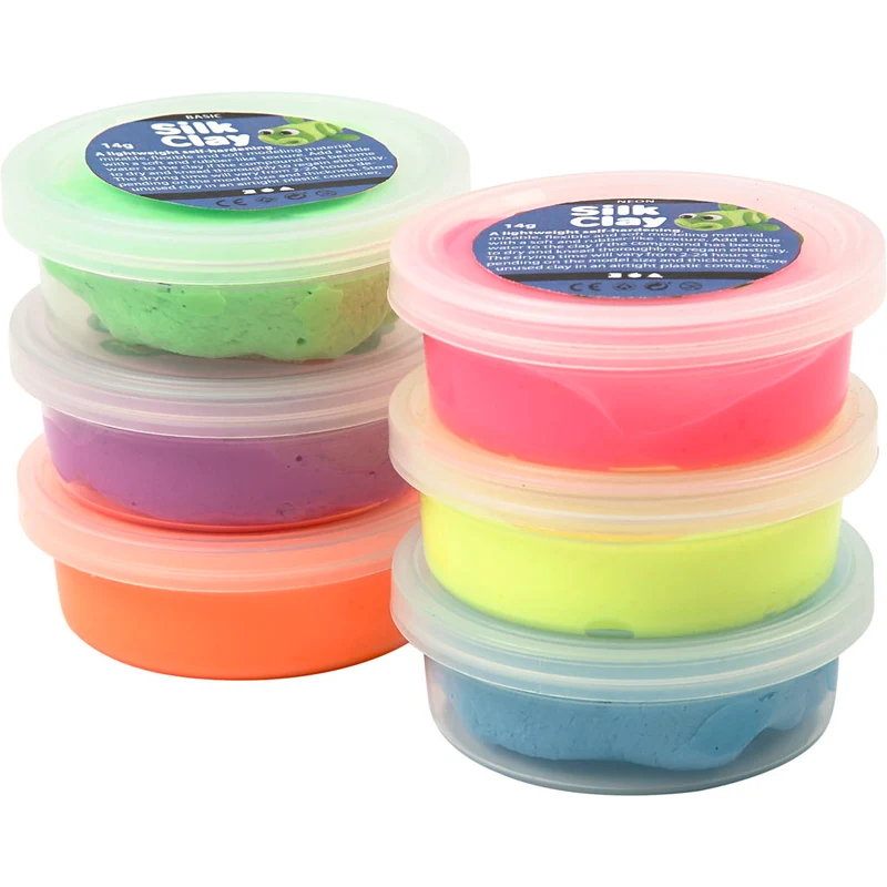 Silk Clay®, neonfärger, 6x14 g/ 1 förp. [HOB-79140]