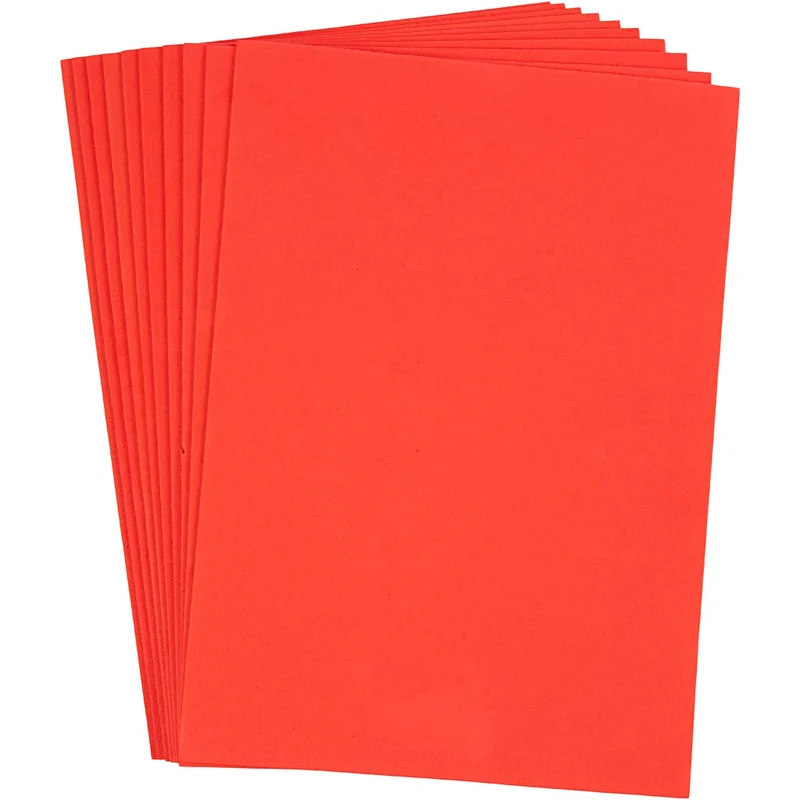Dekorgummi, A4, ark 210x297 mm, tjocklek 2 mm, röd, 10 ark/ 1 förp. [HOB-79044]