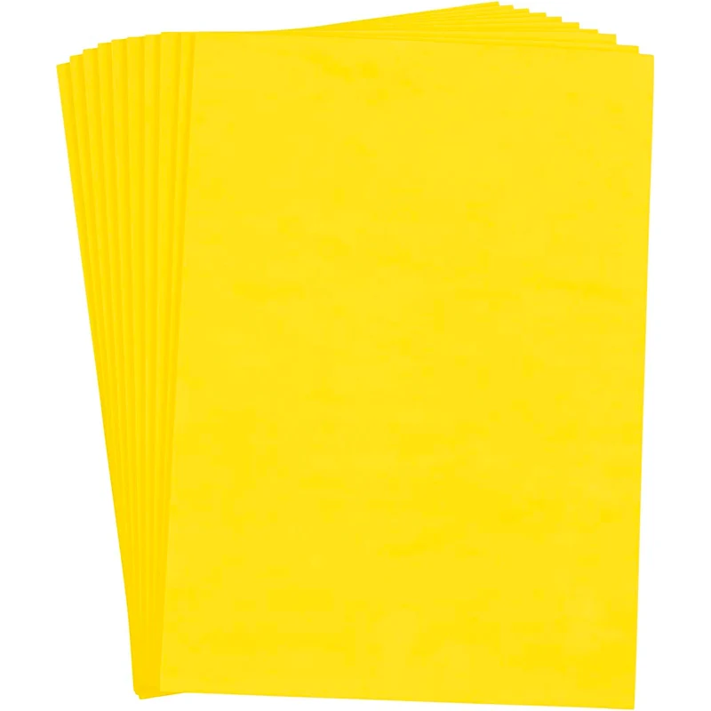 Dekorgummi, A4, ark 210x297 mm, tjocklek 2 mm, gul, 10 ark/ 1 förp. [HOB-79043]