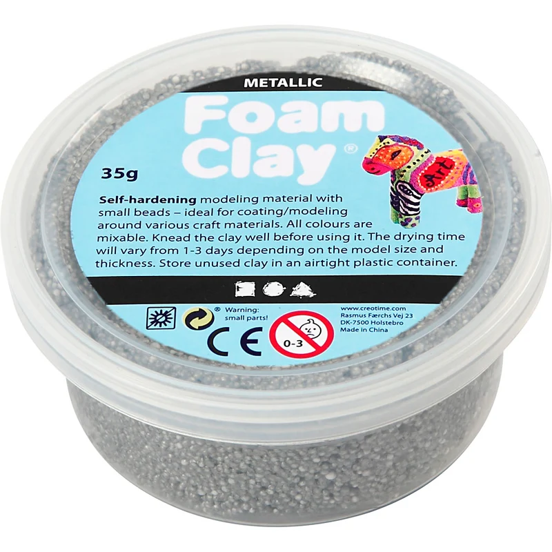 Foam Clay® , metallic, silver, 35 g/ 1 burk [HOB-78917]