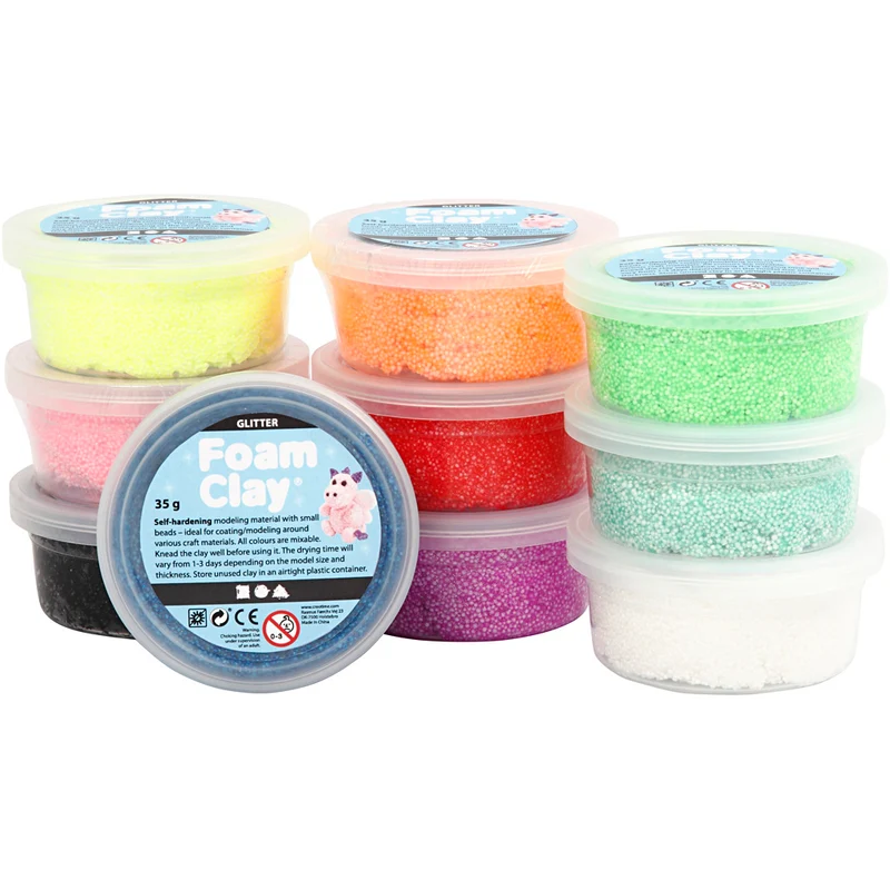 Foam Clay® , glitter, mixade färger, 10x35 g/ 1 förp. [HOB-78890]