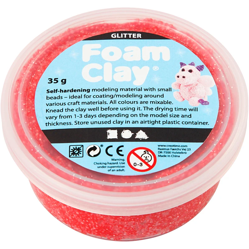 Foam Clay® , glitter, röd, 35 g/ 1 burk [HOB-788870]