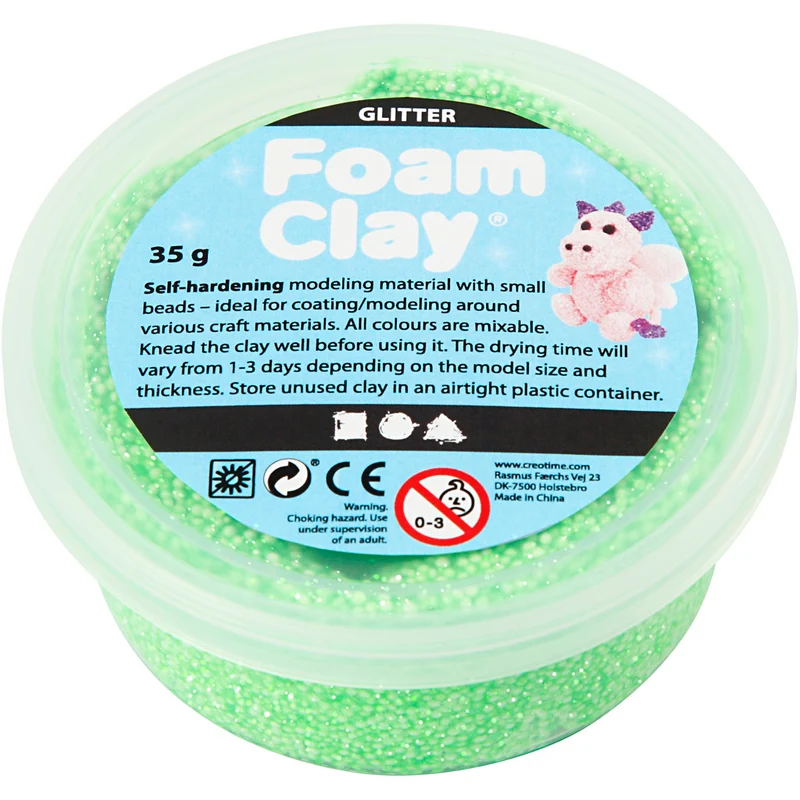 Foam Clay® , glitter, grön, 35 g/ 1 burk [HOB-788830]