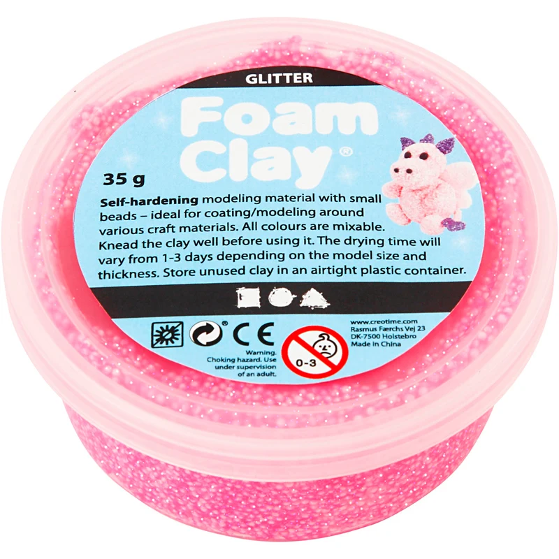 Foam Clay® , glitter, rosa, 35 g/ 1 burk [HOB-788820]