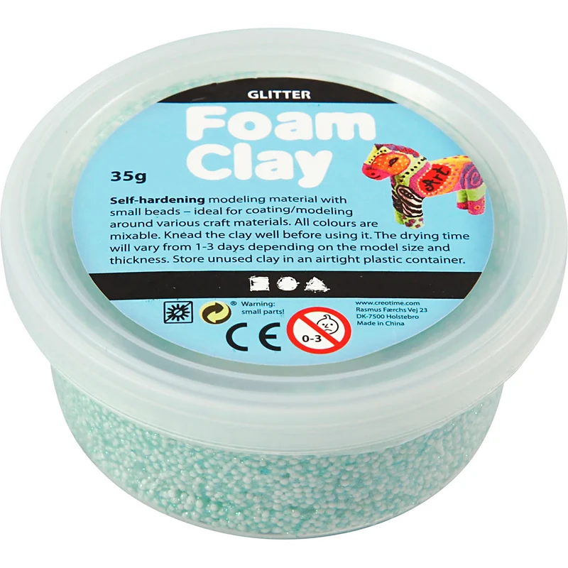 Foam Clay® , glitter, ljusgrön, 35 g/ 1 burk [HOB-78866]