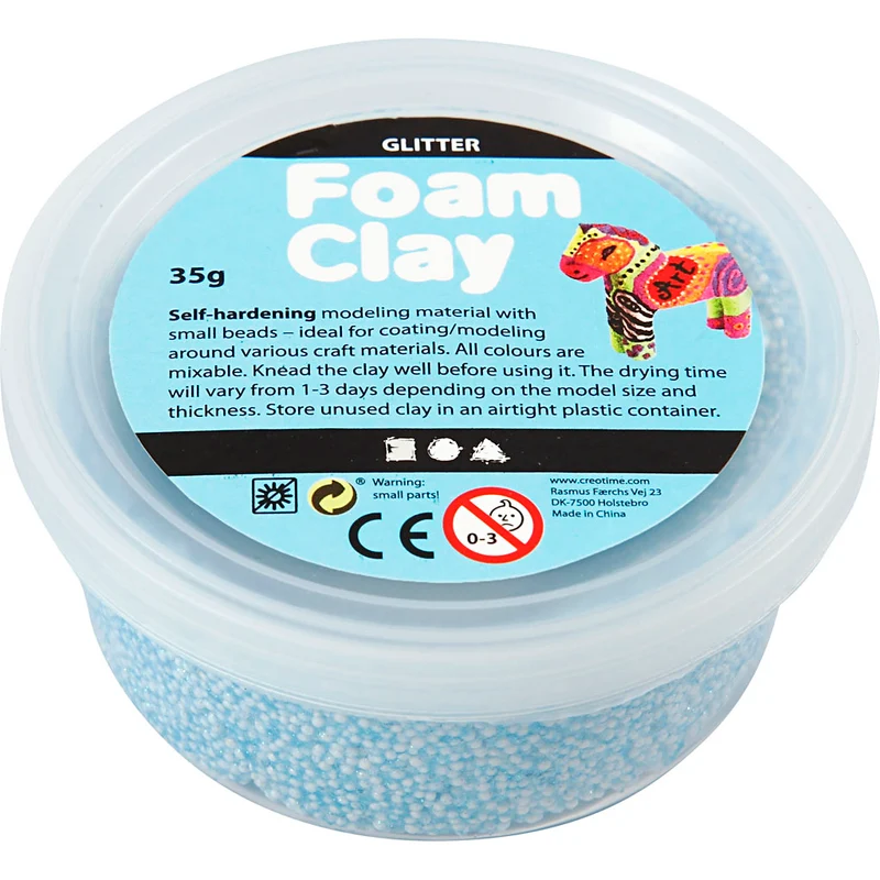 Foam Clay® , glitter, ljusblå, 35 g/ 1 burk [HOB-78865]
