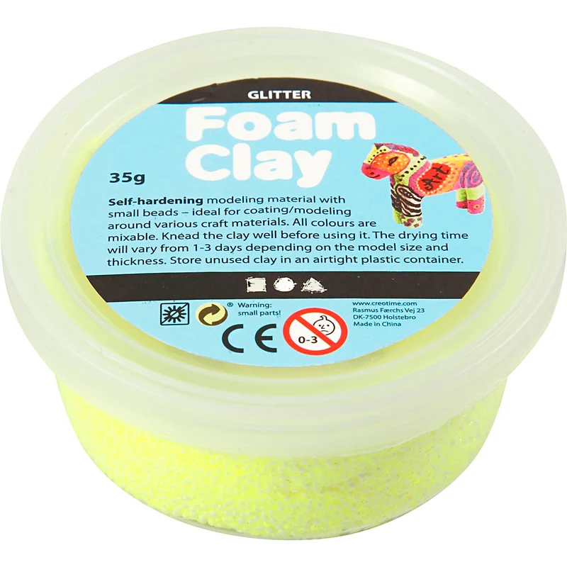 Foam Clay® , glitter, gul, 35 g/ 1 burk [HOB-78864]