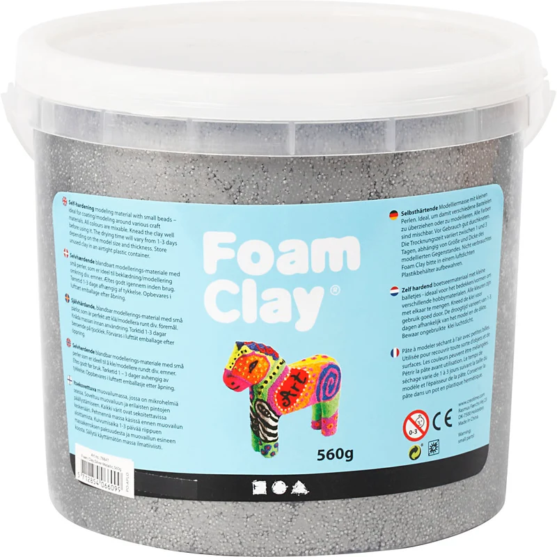Foam Clay® , metallic, silver, 560 g/ 1 hink [HOB-78847]