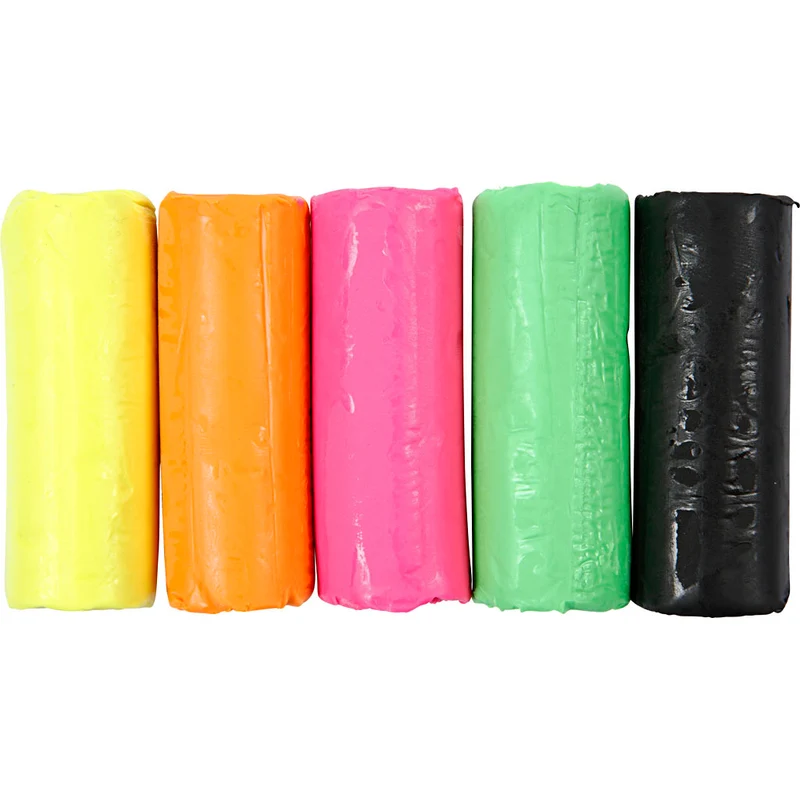 Modellera, H: 9,5 cm, neonfärger, 5x80 g/ 1 hink [HOB-78691]