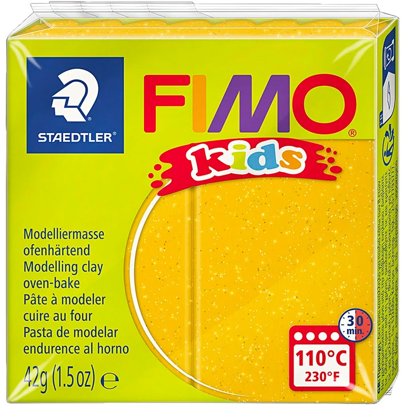 FIMO® Kids Clay, glitter, guld, 42 g/ 1 förp. [HOB-78535]