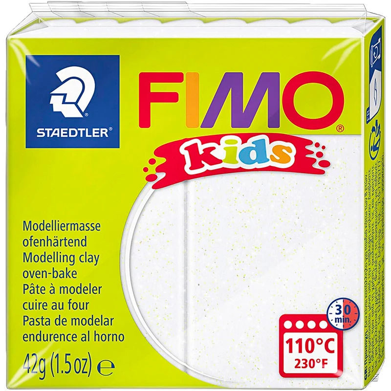 FIMO® Kids Clay, glitter, vit, 42 g/ 1 förp. [HOB-78534]