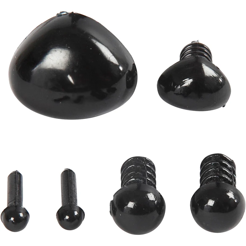 Ögon och nosar för modellering, Dia. 3+6 mm, stl. 8x6+14x11 mm, svart, 20 set/ 1 förp. [HOB-78281]