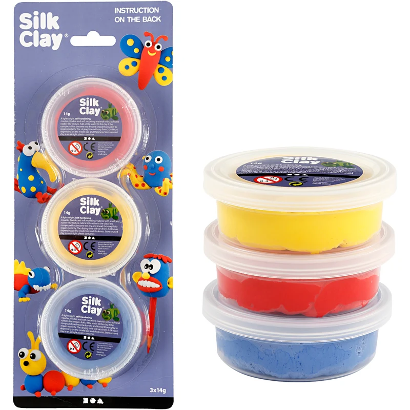 Silk Clay®, blå, röd, gul, 3x14 g/ 1 förp. [HOB-78149]