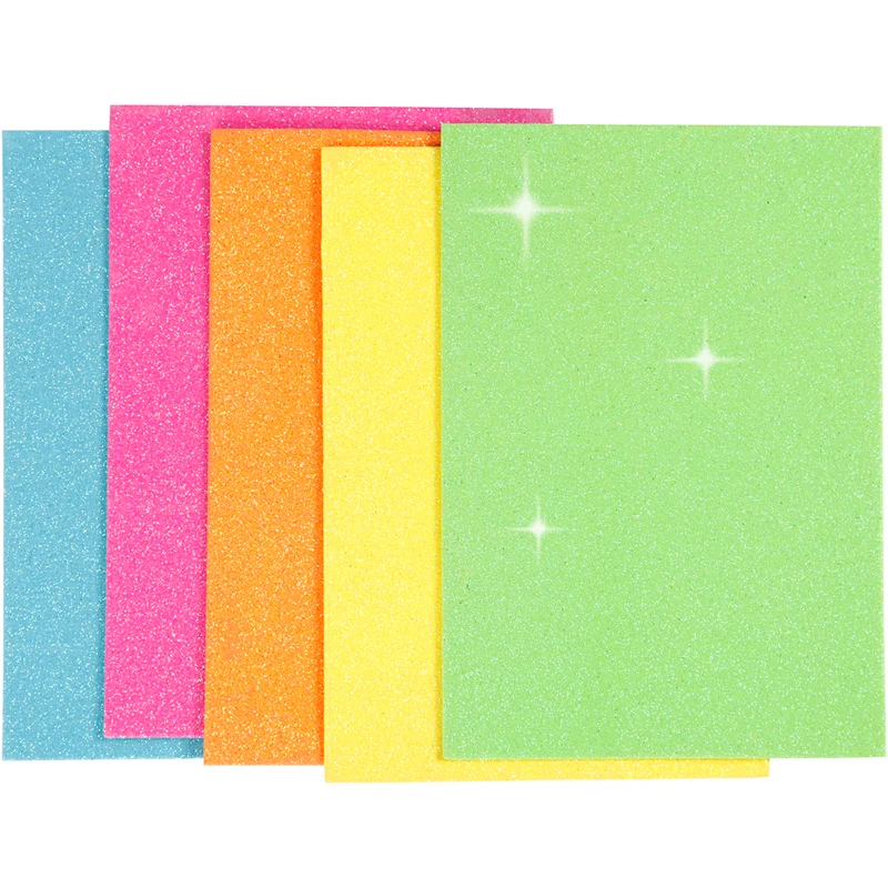Dekorgummi, A5, ark 150x210 mm, tjocklek 2 mm, mixade färger, 5 ark/ 1 förp. [HOB-769013]