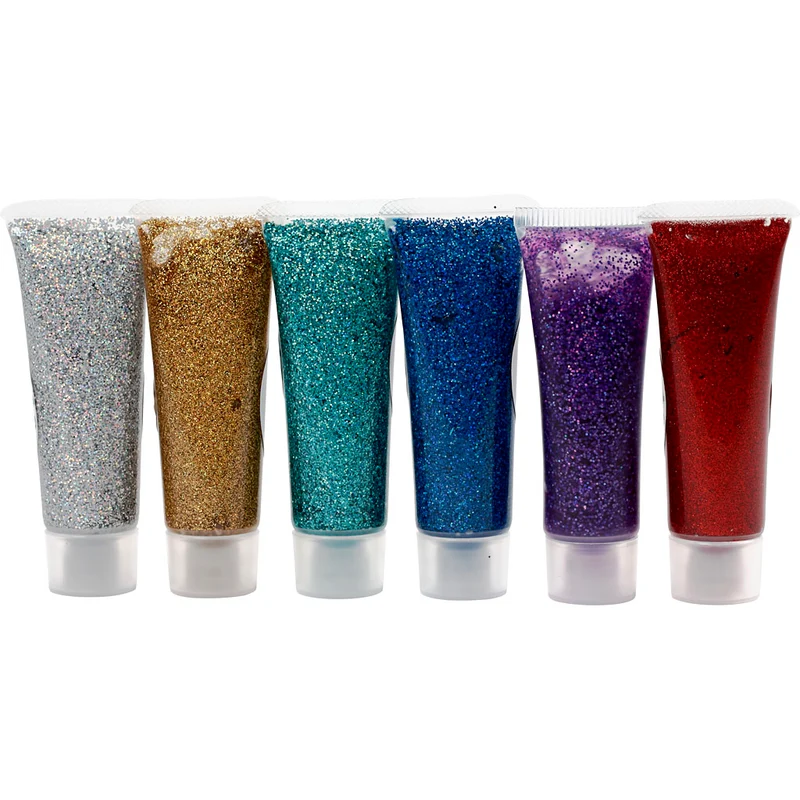 Eulenspiegel Glittergel, mixade färger, 6x18 ml/ 1 förp. [HOB-76142]