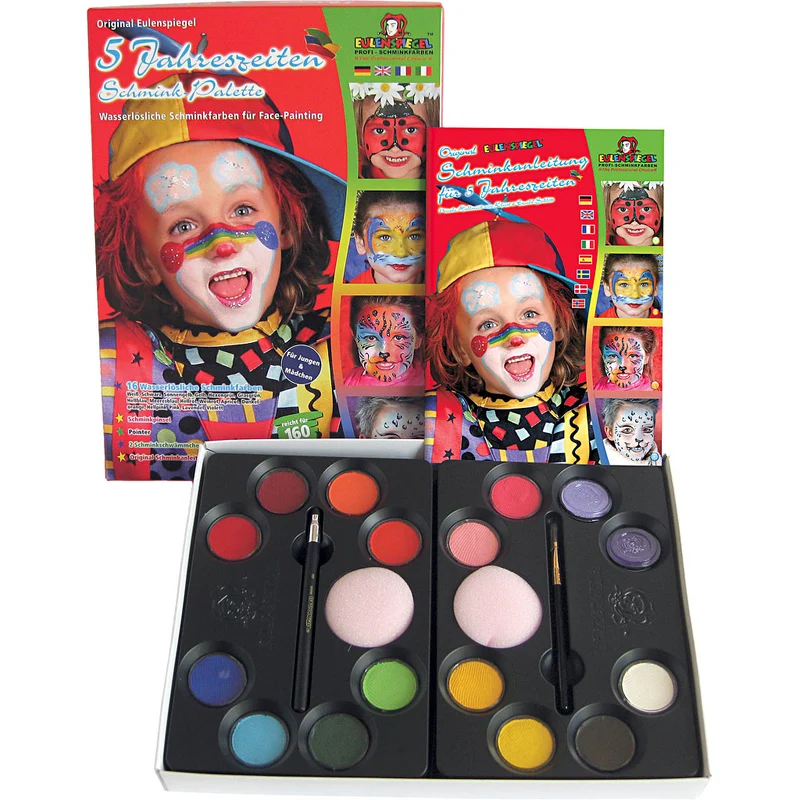 Eulenspiegel ansiktsfärg med steg-för-stegbeskrivning, mixade färger, 1 set [HOB-76132]